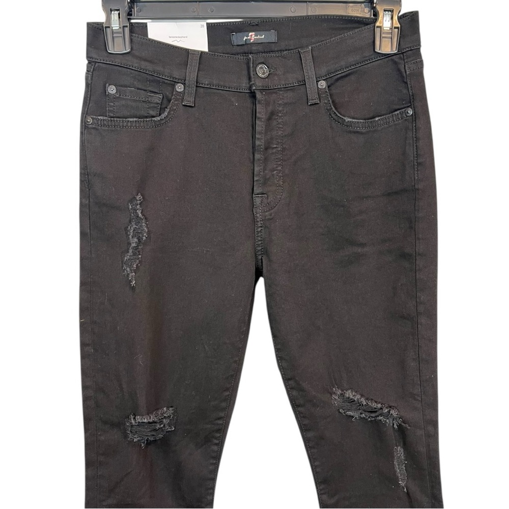 7 For All Mankind Josefina Feminine Boyfriend Jeans Black Size 28 NWT - Picture 3 of 11
